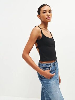 Reformation Designer Neutral Black Cairo Knit Top size Small EUC